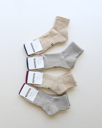 ROTOTO - HEMP ORGANIC COTTON PILE ANKLE SOCKS ロトト ヘンプオーガニックコットンパイル アンクルソックス メール便可
