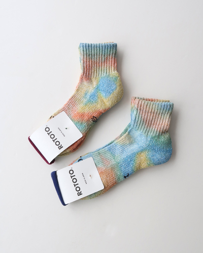 ROTOTO - HEMP ORGANIC COTTON PILE ANKLE SOCKS ”TIE DYE” ロトト ヘンプオーガニックコットン パイルアンクルソックス タイダイ メール便可