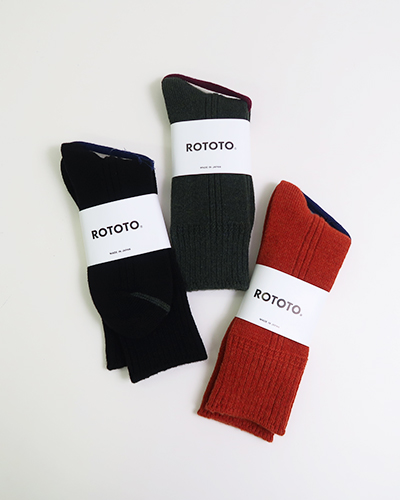 ROTOTO - MERINO LAMBS WOOL CREW SOCKS ロトト メリノラムウール クルーソックス メール便可