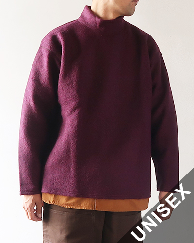 South2 West8 - S.S. Mock Neck Shirt - W/PE Boiled Jersey - PURPLE サウス2ウエスト8 モックネックシャツ