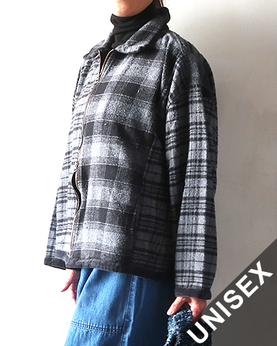 TIGRE BROCANTE ティグルブロカンテ ネルチェックMIX ZIPオープンオーバーシャツ CHARCOAL