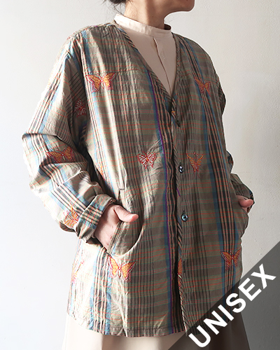 NEEDLES - V-Neck Cardigan - Embro Madras Plaid - GREEN ニードルズ Vネックカーディガン