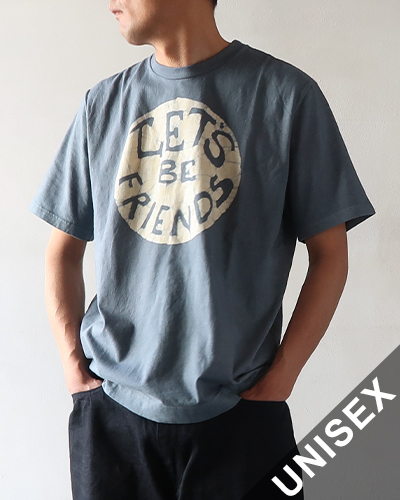 TIGRE BROCANTE ティグルブロカンテ Let's be friends Batik 半袖 Tシャツ LIGHT GRAY メール便可