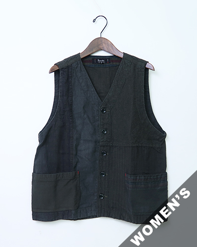 TIGRE BROCANTE ティグルブロカンテ Re.EUROリネンシーツMIX2ポケットワークベスト DARK KHAKI