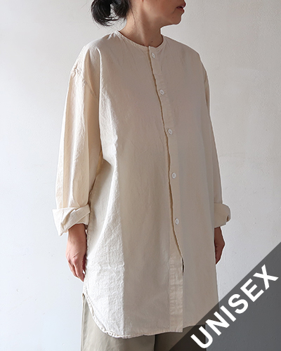 TENDER Co. - COLLARLESS TAIL SHIRTS COTTON CALICO テンダーコー カラーレステイルシャツ TENDER Co ドレスシャツ