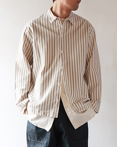 TENDER CO テンダー 長袖シャツ ジャケット ストライプ テールシャツ TENDER Co. - COLLARLESS TAIL SHIRTS COTTON CALICO テンダー
