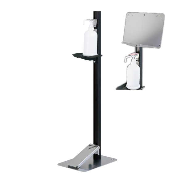 【感染対策】足踏式消毒液スタンド TTM-08A-P1S＜BKC:ダークブロンズ＞メッセージボード付(ステンレス製)