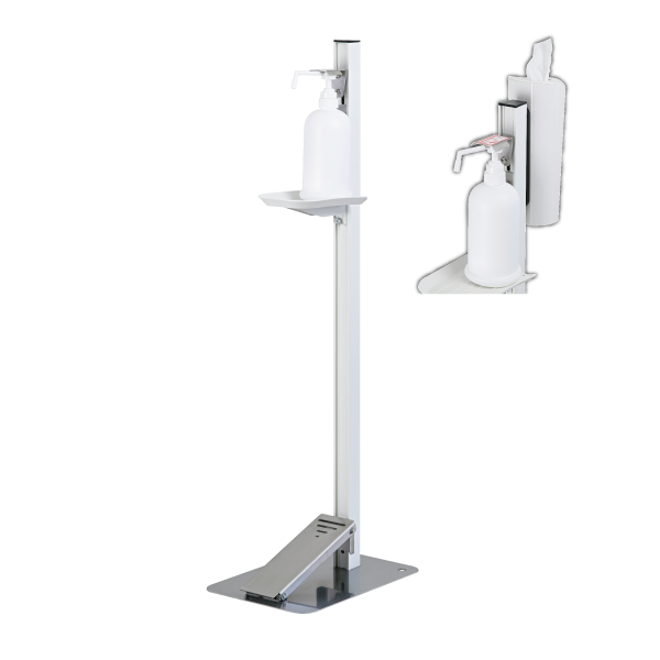 【感染対策】足踏式消毒液スタンド TTM-08A-P2Ｗ＜Ｗ:ホワイト＞ティシューホルダー＜ホワイト＞付