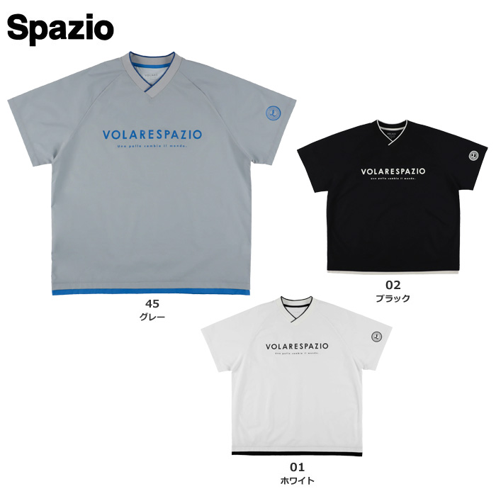 【26FW】【SPAZIO】VS0048 エッジV半袖ピステ（S～2XO）【★１着までクリックポストOK　送料220円】