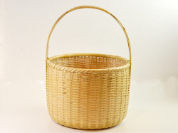 手提げかご　菊底編み　手付き竹かご