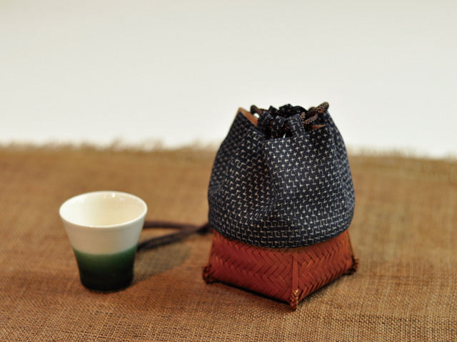 籠巾着「HAKO」シリーズ 田園 denen/ぐい呑み入れ/ぐい呑み袋/小物