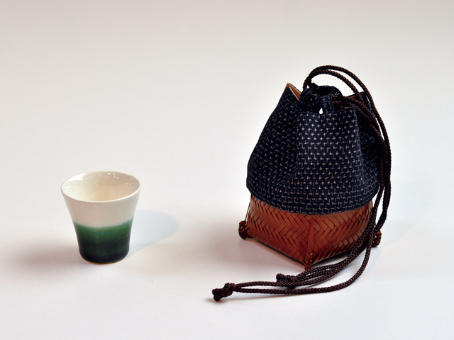 籠巾着「HAKO」シリーズ 田園 denen/ぐい呑み入れ/ぐい呑み袋/小物