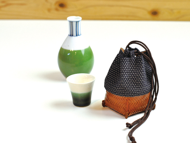 籠巾着「HAKO」シリーズ 田園 denen/ぐい呑み入れ/ぐい呑み袋/小物