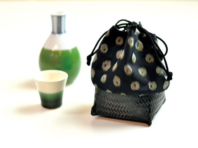 籠巾着「HAKO」シリーズ 塊 kai/ぐい呑み入れ/ぐい呑み袋/小物入れ