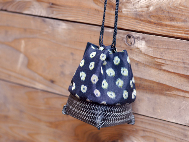 籠巾着「HAKO」シリーズ 塊 kai/ぐい呑み入れ/ぐい呑み袋/小物入れ