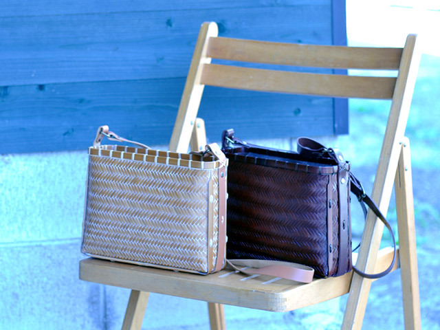網代編みバッグ ショルダーバッグ/cross body bag/ポシェット/竹かご  