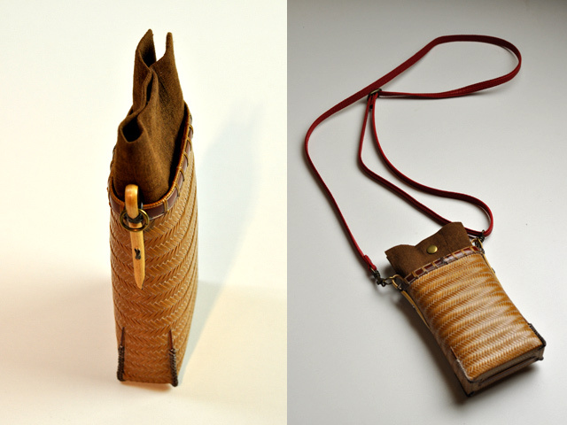 スマホショルダー/携帯入れ/スマホポシェット/取り外し可能/竹バッグ
