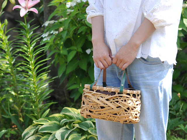 やたら編みかごバッグS/ミニバッグ/竹かごバッグ/カゴバッグ/竹バッグ  