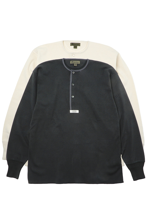 40'S HENLEY NECK LONG SLEEVE - COTTON CANDY WOOL / 40'Sヘンリーネックロングスリーブ-コットンキャンディーウール