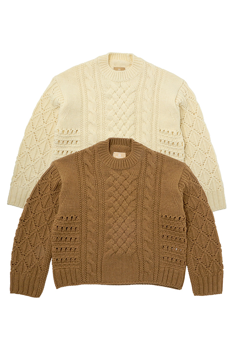 [WOMAN] MIX CABLE CREW NECK / ミックスケーブル クルーネック