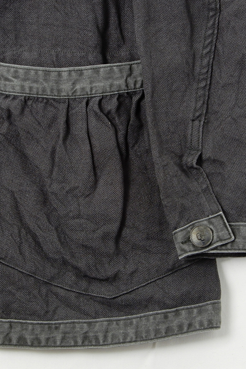 リネンフレンチワークジャケット　ブラック　ビンテージ ハンドクラフト　Lサイズ FRENCH WORK JACKET LINEN PIN OX/フレンチワークジャケットリネンピン