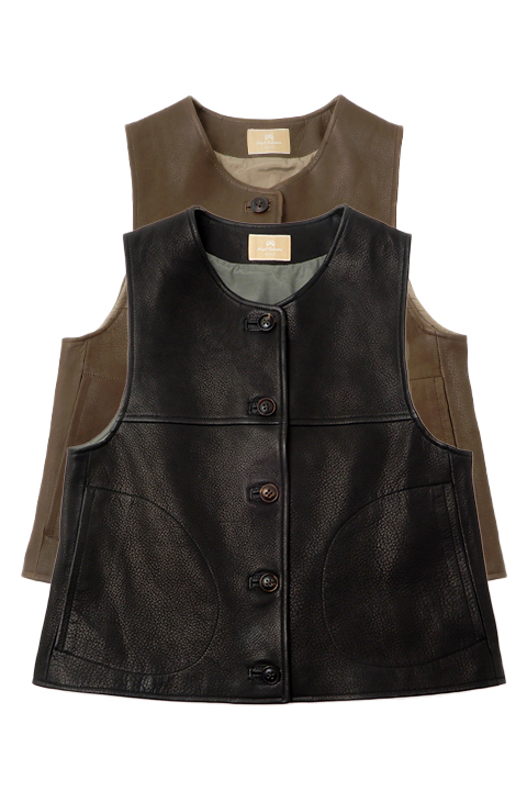 [WOMAN] LEATHER JERKIN VEST/ウーマンレザージャーキンベスト