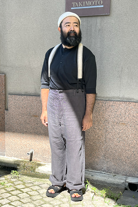FRENCH WORK PANT - LINEN PIN - OX / フレンチワークパンツ