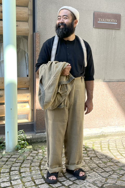 FRENCH WORK PANT - LINEN PIN - OX / フレンチワークパンツ-リネン