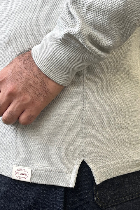 ワッフルニットサーマルクルーネック