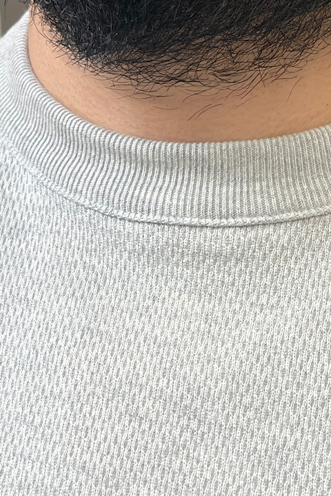 ワッフルニットサーマルクルーネック