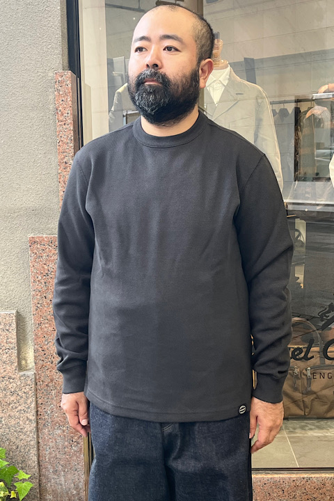 ワッフルニットサーマルクルーネック