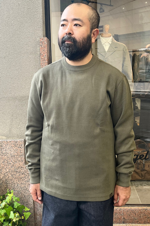 ワッフルニットサーマルクルーネック