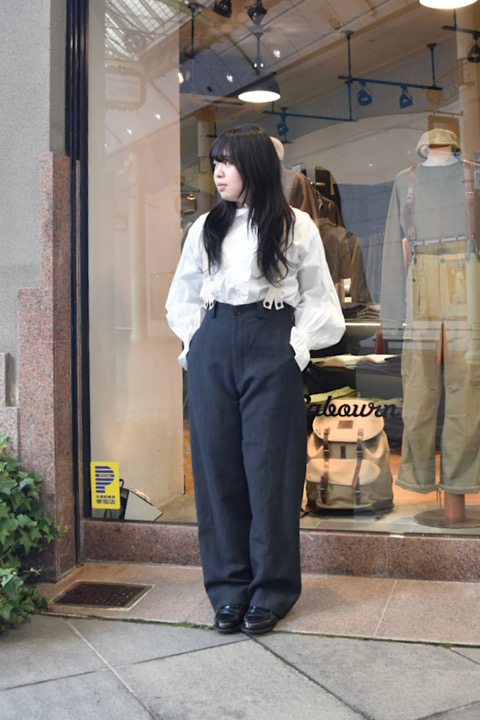 WOMAN] BRACES WORK PANT WOOL LINEN/ブレイシーズワークパンツウール