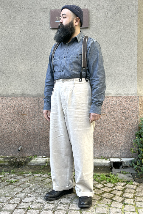 30'S FRENCH WORK PANT LINEN NIDOM / 30'Sフレンチワークパンツリネン