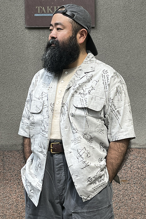 OPEN COLLAR SHIRT - TATTOO PRINT / オープンカラーシャツ - タトゥープリント