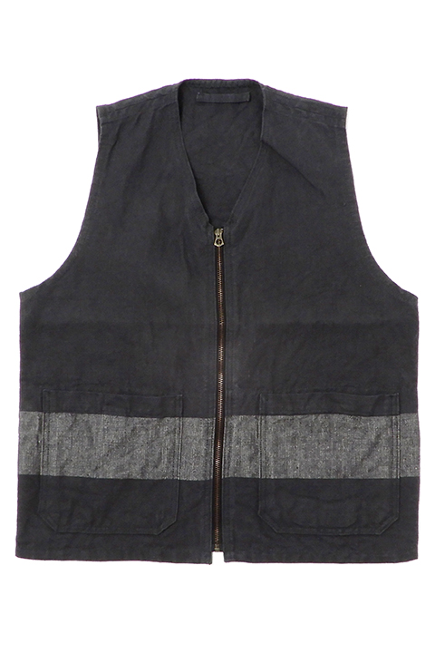 BEAN SACK BORDER VEST - HEMP LINEN / ビーンサックボーダーベスト  