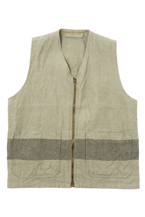 BEAN SACK BORDER VEST - HEMP LINEN / ビーンサックボーダーベスト 