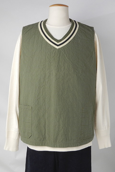 FRENCH HOSPITAL VEST － STRIPE QUILT / フレンチホスピタルベスト 