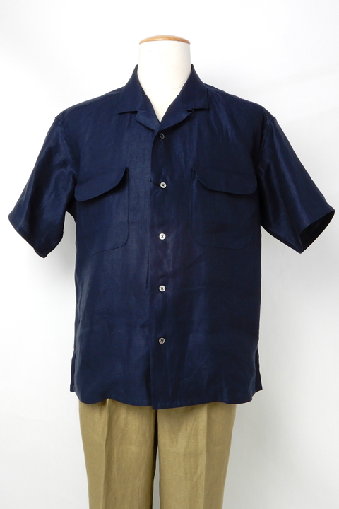 OPEN COLLAR SHIRT - LINEN TWILL / オープンカラーシャツ - リネンツイル