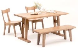 【送料無料】　春日　ダイニング4点セット(1350)　タモ材　
