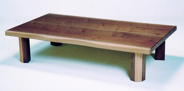 座卓 折脚 ウォールナット皮付 135 【送料無料】