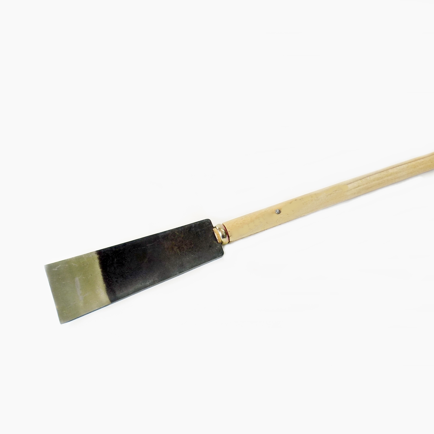 特価品【山芋掘り片刃】長刃、長柄の山芋の掘り起し専用道具 木柄に焼けあり現状渡しの特価品［10本限り］