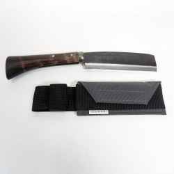特価品　藤乃鉈【磨き仕上げ　全鋼片刃サヤ鉈５寸】携帯に便利な専用鞘付きの鉈［5点限り］