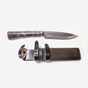 特価品　藤乃鉈【鍛造鋼付　剣型両刃鉈５寸】携帯に便利な専用木鞘付きの鉈［11点限り］