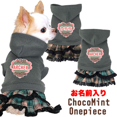 愛犬のお名前入り★チョコミント★ワンピース