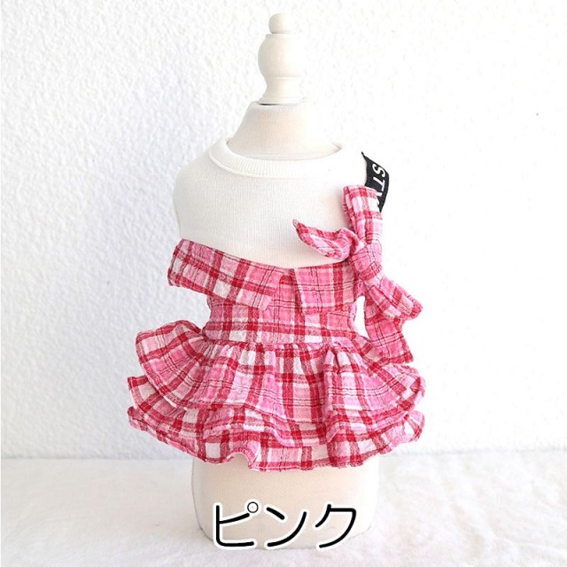 ドッグデプト　セットアップチェックワンピース　チェック　フリル　2WAY　3L 3dfcheckop-06.jpg