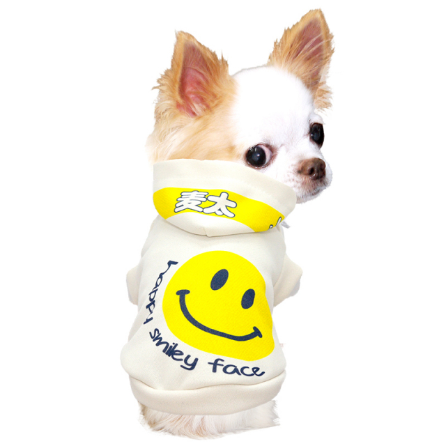 愛犬のお名前入り ハッピースマイリーフェイスパーカー【犬服
