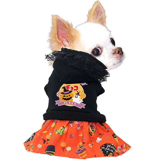 犬服　ハロウィン　バルーンワンピース 愛犬のお名前入り ハロウィンムーンワンピース【犬服専門店
