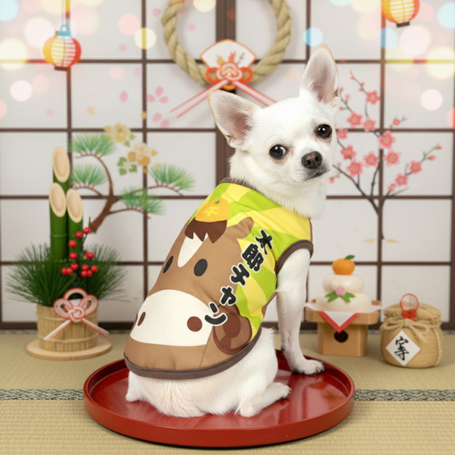 愛犬のお名前入りおうまさんシャツ