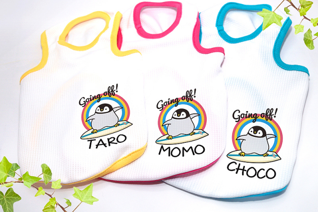 愛犬のお名前入り 接触冷感素材 クール ペンギンウェイブ